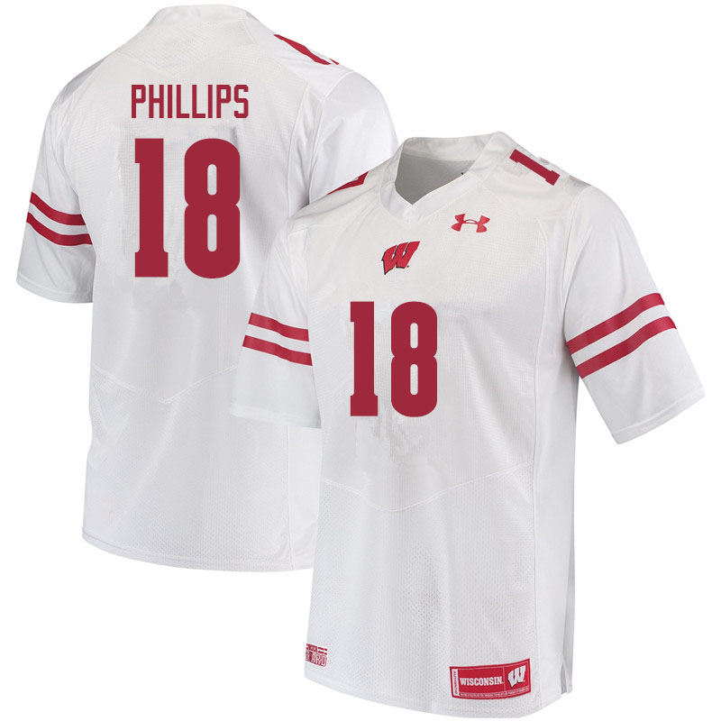 Wisconsin Badgers Men's #18 Cam Phillips NCAA Under Armour Authentic White College Stitched Football Jersey YW40G44OP